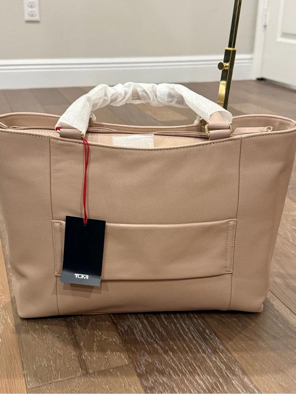 Tumi Blush Pink All Leather Laptop Tote with Gold Hardware Fits 14” Laptop